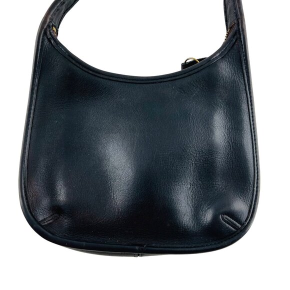 Vintage Coach Black Leather Small Ergo Mini Zip Handbag #9020 Made In The USA 19 - Picture 2 of 12